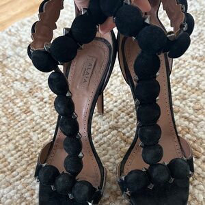 Alaia Black Suede Heeled Sandals